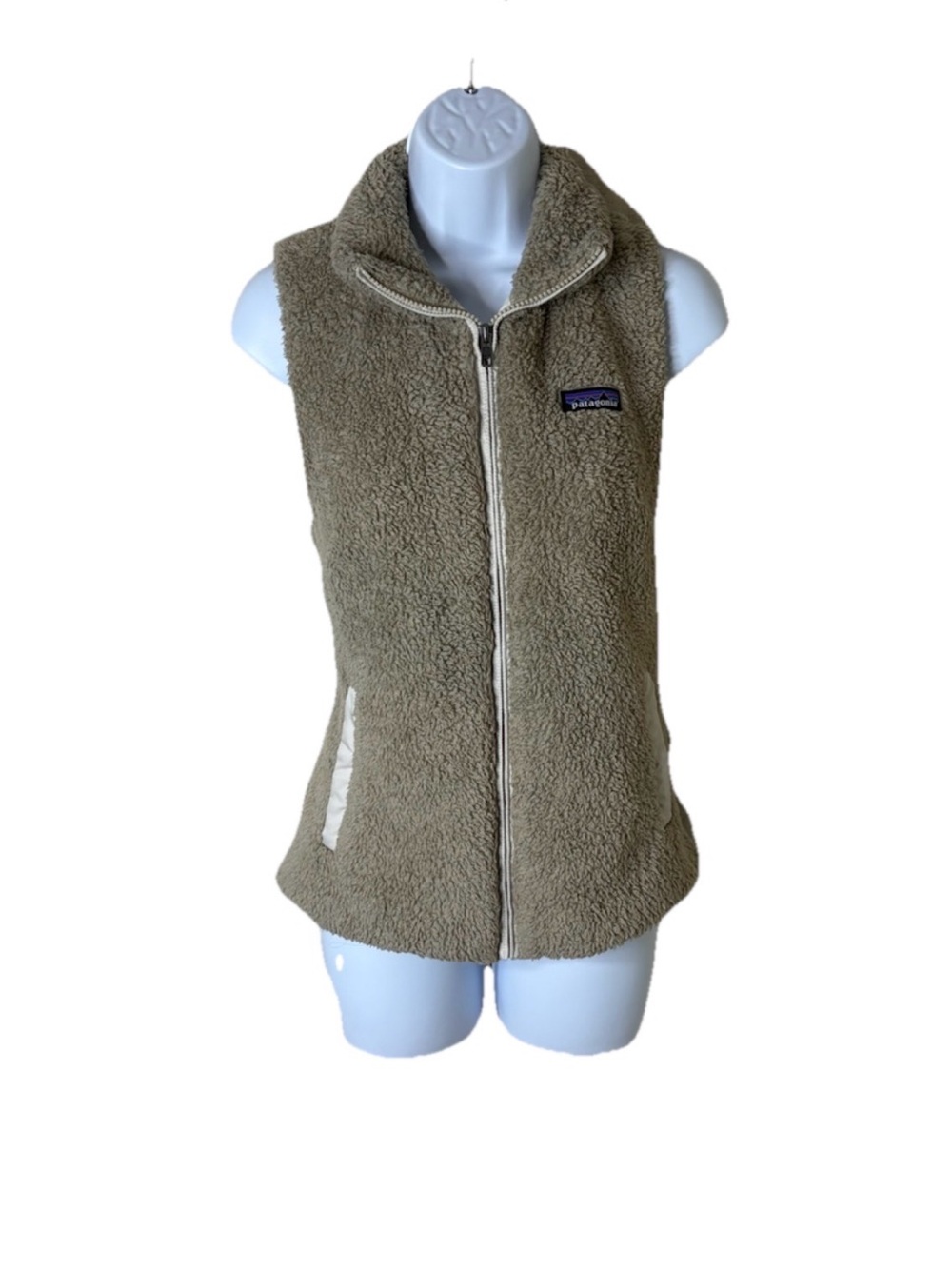 Patagonia Los Gatos Fleece Vest El Cap Khaki Tan Sherpa Full Zip Women M